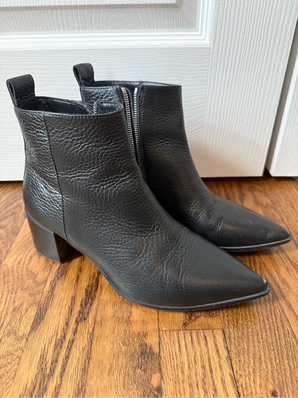 Everlane Black Leather Pointed Toe Ankle Boots
